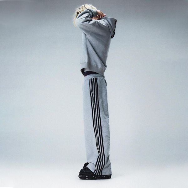 Buy Clothing Manufacturers Custom Stripe Design Zip up Hoodies Baggy Stacked Sweatpants Joggers Sweat Suits Set Tracksuits for Men at wholesale prices