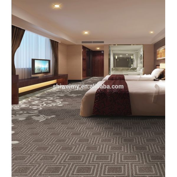 Wool carpets, High cut low pile blend jacquard carpets from bedroom