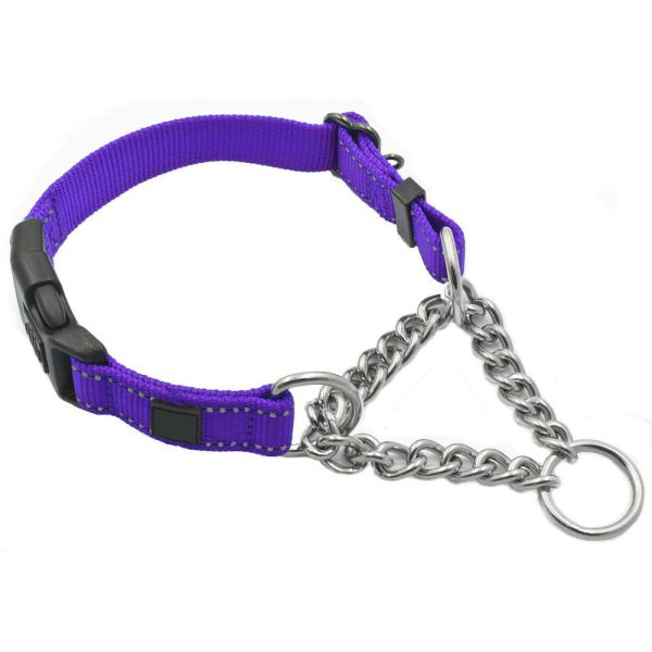 Buy Stainless Steel Chain Nylon Martingale Dog Collar Sturdy 7 Colors Option at wholesale prices