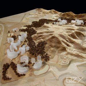 1:1500 Scale Architectural Section Model with Wooden Art Style for Display and