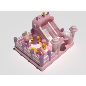 Small inflatable Commercial Bouncy Castle Indoor Playground Pink & White