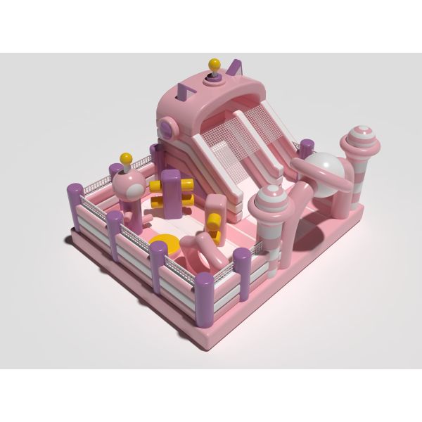 Buy Small inflatable Commercial Bouncy Castle Indoor Playground Pink & White at wholesale prices