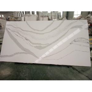 Shock Resistant Calacatta Classic Quartz / Prefab Caesarstone Calacatta Nuvo