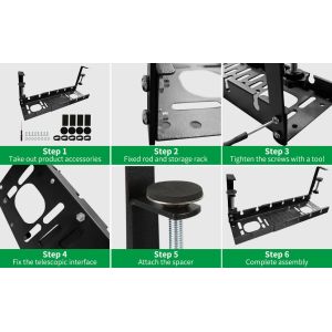 No Drill Steel Desk Cable Tray Retractable Wire Management Rack Metal Wire Cable