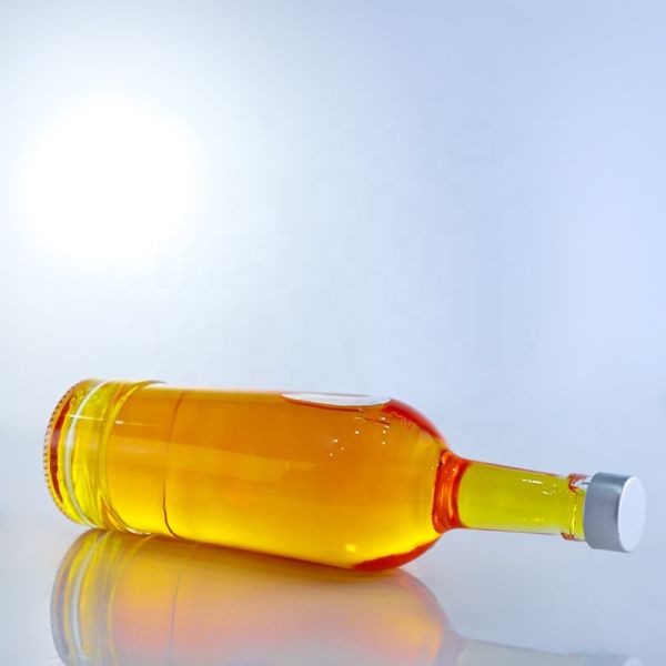 GLASS Collar Round Shaped Empty Glass Bottles 750ml for Tequila Brandy Rum Gin Whisky