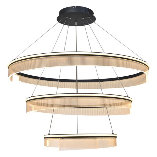 Buy Three Ring Study Bedroom Acrylic Chandelier Beautiful Translucent Living Room Dining Room Chandelier at wholesale prices