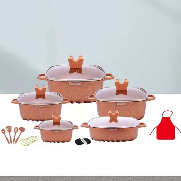 Wholesale Hot Selling White Kitchen Cooking Square Pot Sets Aluminum Non-Stick