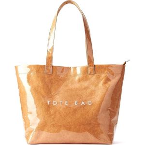 Fashion Casual Street Reusable Environmental Handbag Zipper Tote Bag, Kraft