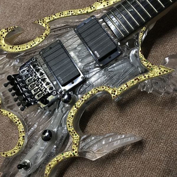 LED acrylic electric guitar ebony fingerboard acrylic body Music instruments