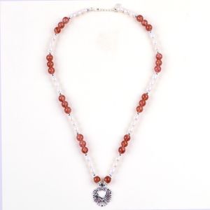 China Women Strawberry Quartz 5mm White Freshwater Pearl Necklace on sale