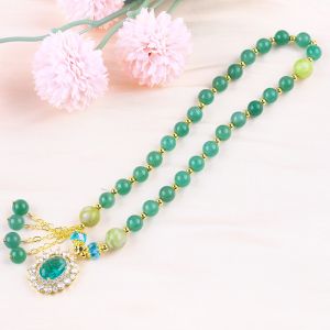 Oval Shape Green Aventurine Stone Bead Bracelet Double Layer
