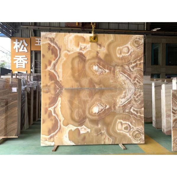 Thickness Tolerance /- 1mm Antique Book Match Yellow Onyx Marble for Lavabo Component