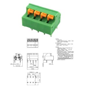5.08mm 0.2” Pitch Screwless Spring Clamp PCB Terminal Blocks Jointable Green