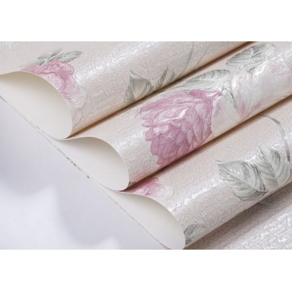 Romantic Light Living Room Wallpaper Soundproof For Home Decoration , SGS Compliant