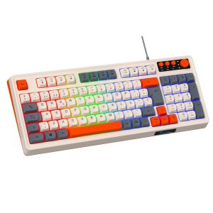 94+4 Pcs Multimedia Keys Led Rainbow Backlit Multimedia Gaming Keyboard For