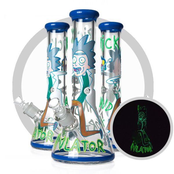 Buy Luminous Rick And Morty Bong 7mm Thick Glass Water Bongs 13.5 Inches at wholesale prices
