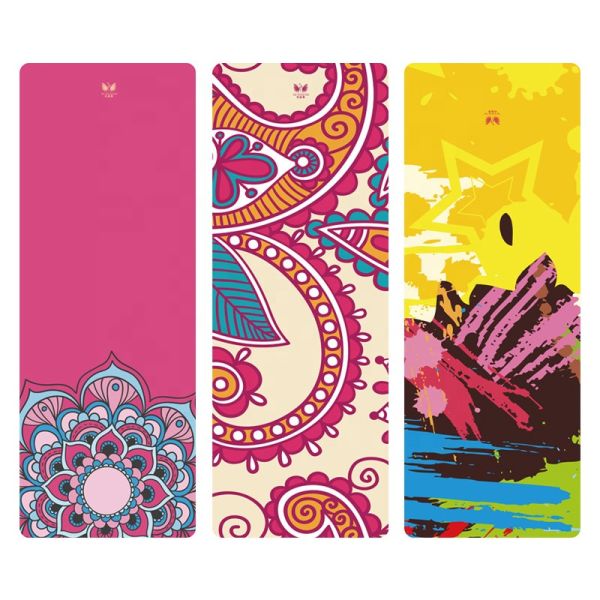 co friendly washable natural rubber suede microfiber yoga mats with carrying strap