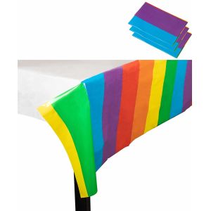 Waterproof Disposable Plastic Tablecloths Eco Friendly With Rainbow Pattern