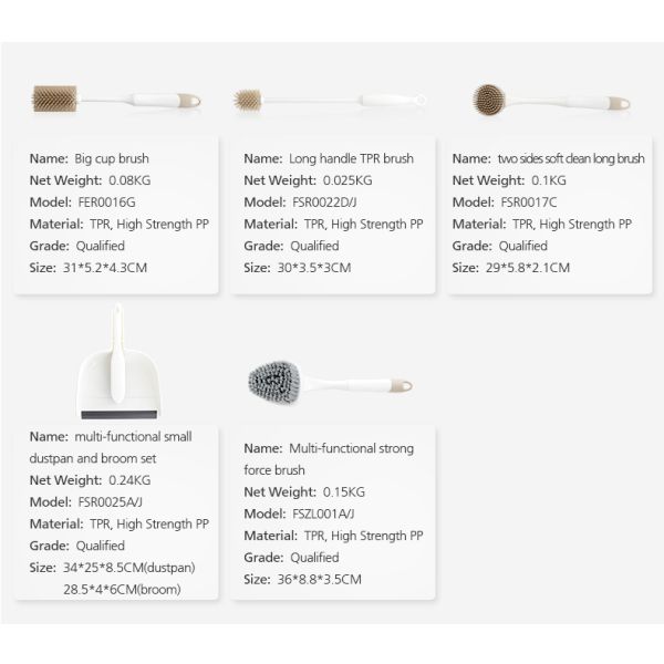 Bathroom 6 Housekeeping Brushes Set Eco Friendly Cup Dish Washing OEM