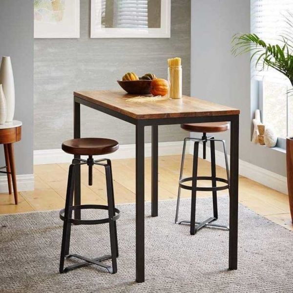 6.2 Inch Bar Table Stool Set Industrial Coffee Vintage Brown Dining Bar Table