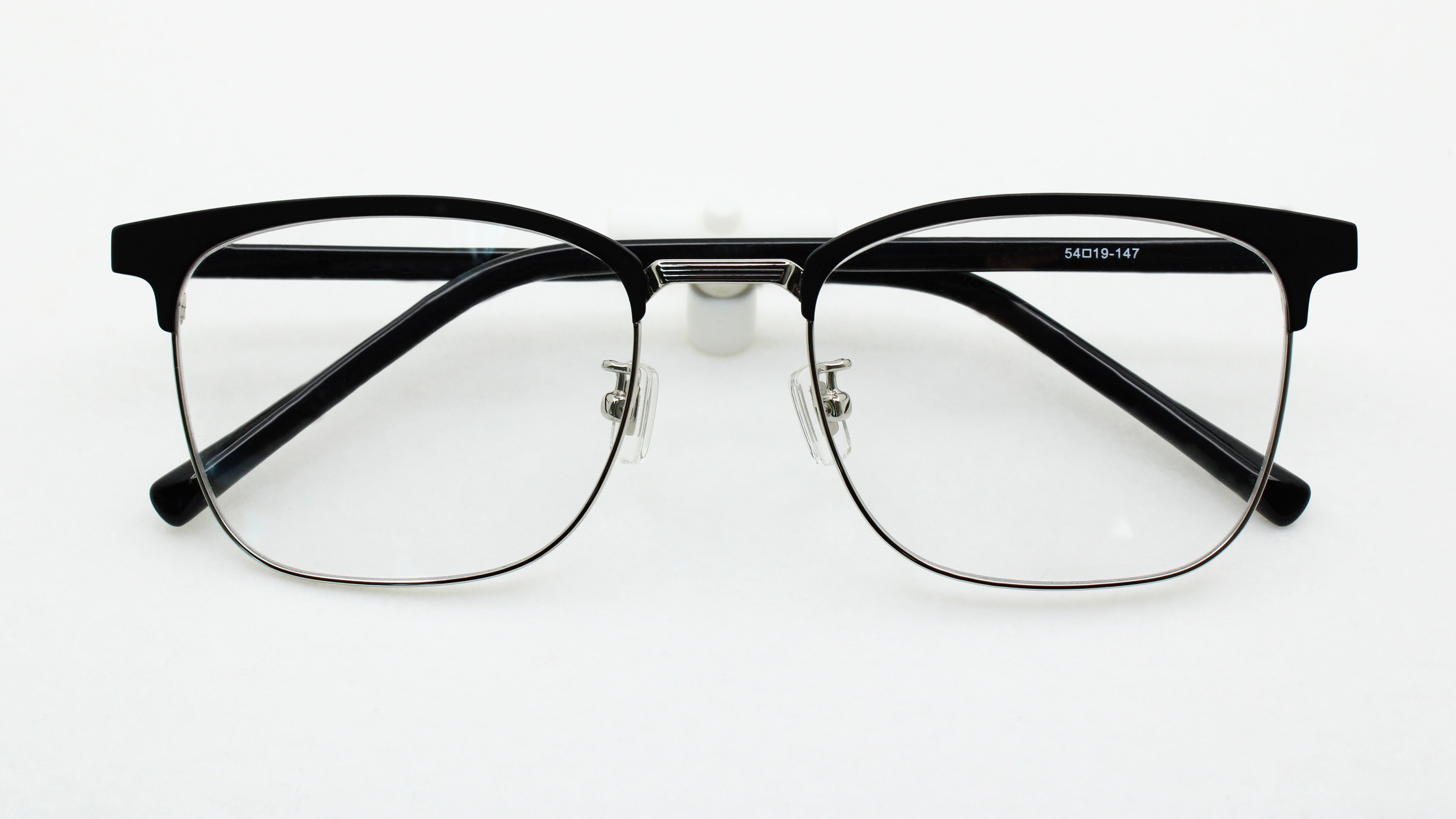 Unisex Rectangular Metal Eyeglasses with Handmade Acetate Combination Eye Frames