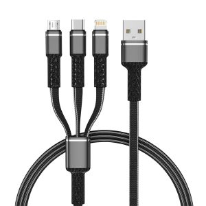 Customized 3-in-1 Multi Charging Cable USB To Micro-USB Type-C Lightning 1m/2m