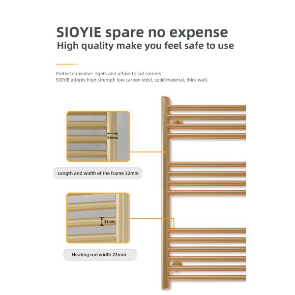 Stainless Steel 10 Bars HEATED Towel Rail Warmer Radiator for Smart Electric Water Heating