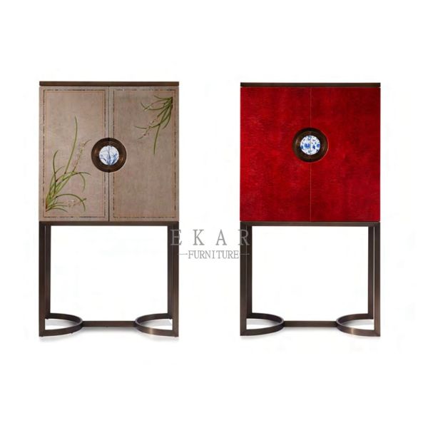 Buy Retro Design Living Room Metal Base High Storage Cabinet at wholesale prices