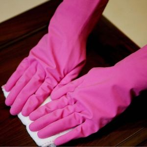 Unlined M Size Household 60g Latex Dishwashing Gloves