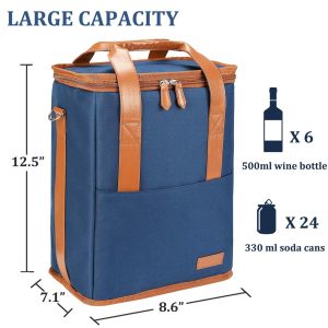 Xl Custom Insulated Cooler Bag Pouch For Groceries Wine 6 Bottles 8.6X7.1X12.5"