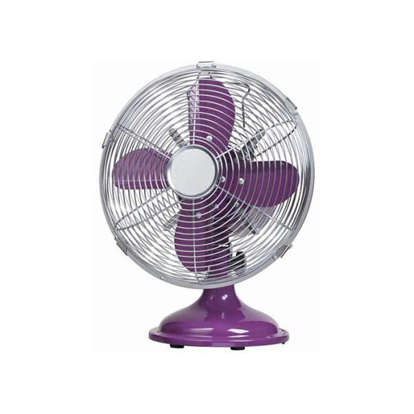 Retro OEM 4 Blades Electric Metal Desk Fan with Stand Round Base / Air Cooling Fan