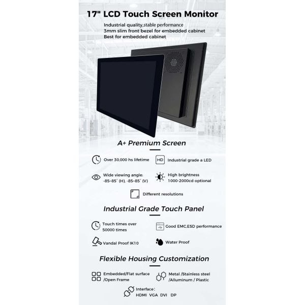 1280*800 Resolution Resistive Touchscreen Monitor 17 Inch with Usb