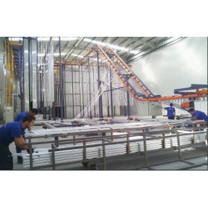 Quality Customized Space and Capacity Voltage Vertical Powder Coating Line for Aluminum Profiles for sale