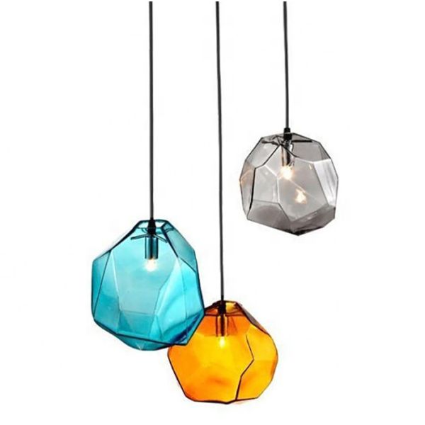 Buy Stone Shape Glass Pendant Light / Modern Irregularity Restaurant Hanging Lights at wholesale prices