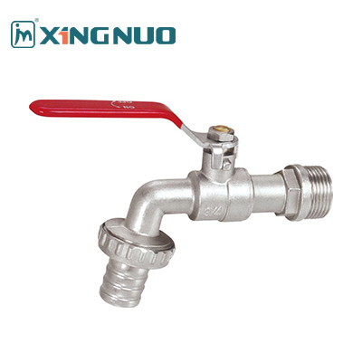 Buy male threaded nickel plating long handle red handle Modern Simplicity Style Nickel Drawing Finish Brass Bibcock at wholesale prices