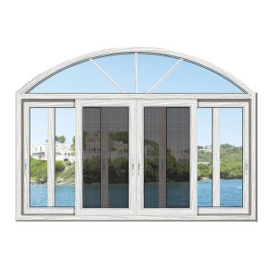 Horizontal Opening Wood Grain Aluminum Casement Windows Sound Insulation 35dB