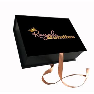 Cardboard Folding Magnetic Cosmetic Packaging Boxes With Ribbon
