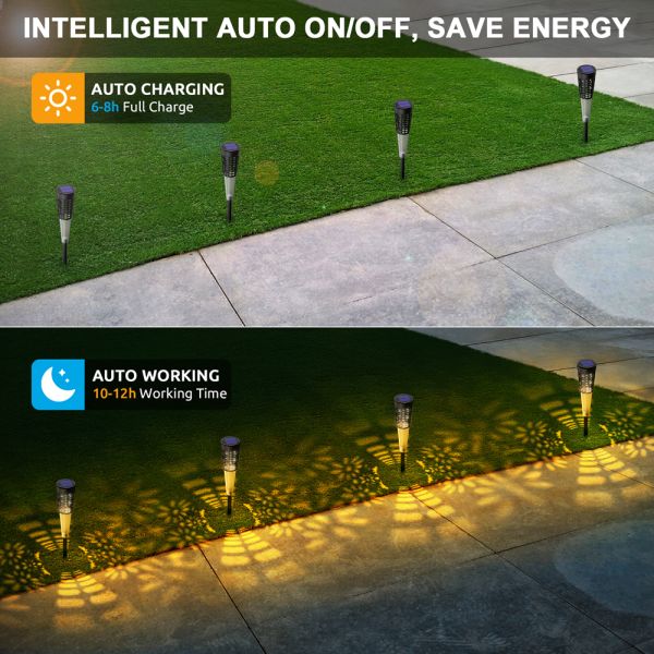 Solar Garden Walkway Lights LED Solar Powered Lights 3500K Warm White