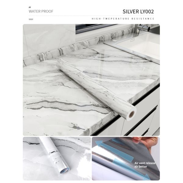 Glossy Marble Gold PVC Self-Adhesive Film for Furniture and Interior Decoration for Living Room