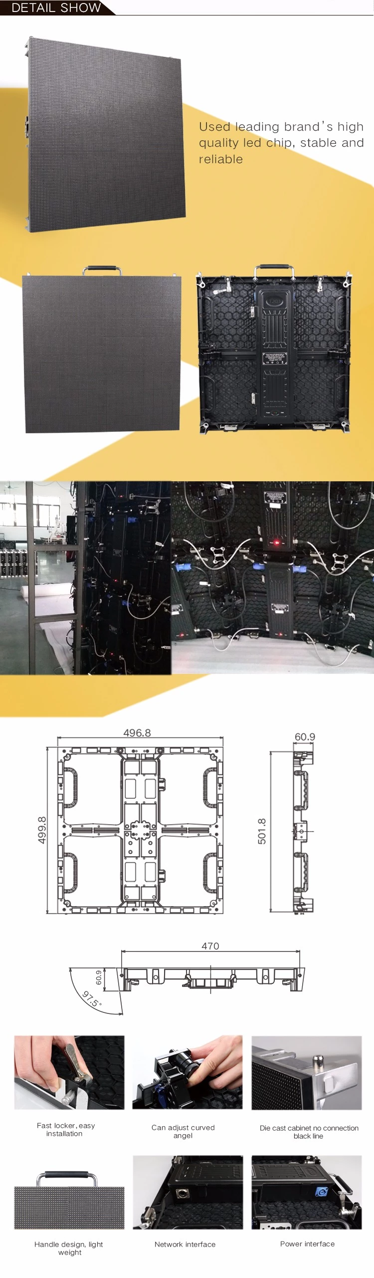 SMD RGB Indoor/outdoor P3.91 pixel pitch led display screen for advertising curved/straight led video wall