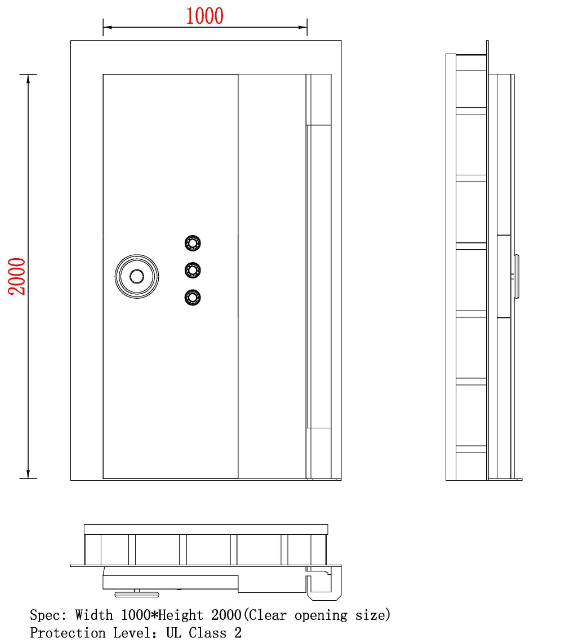 S&G Code Lock 2meter Height Safe Doors For Gun Rooms , High Security Doors