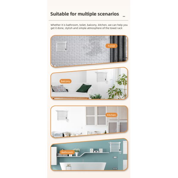 Electric Heated Space Aluminum Bathroom Towel Warmer and Drying Rack for Modern Design