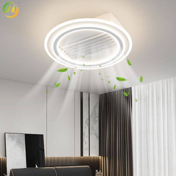 New Style Drum Type White Leafless Fan Lamp Wide Angle Air Supply Silent Living