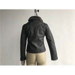 Levis Ladies' Charcoal Pleather Jacket With Detachable Sherpa Collar LEDO1741