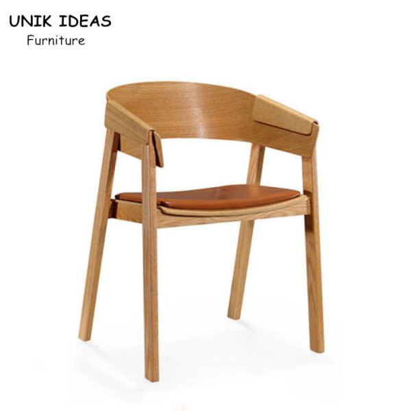 Buy 76cm Nature Wood Dining Chair Coffee Lounge Armrest 8.5kg at wholesale prices