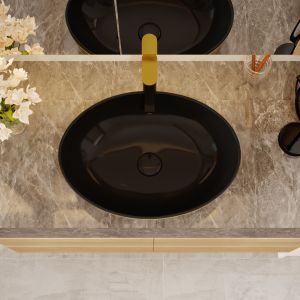 Gold Electroplate Art Sanitary Ware Basin Table Top Round Shape