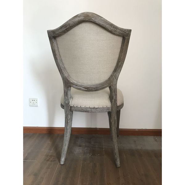 Classic vintage linen fabric dining chair special nice back event chair upholstery chair with nails