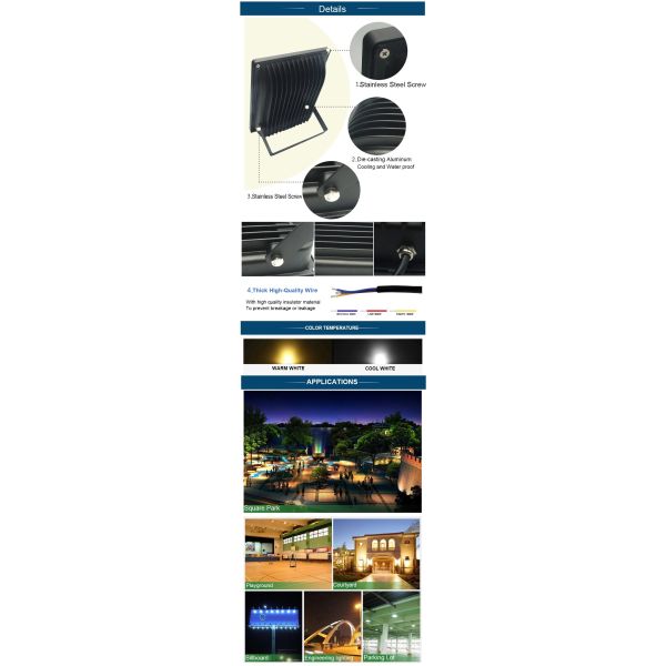 10w To 100w Outdoor LED Spotlights -20 - 60 ℃ Working Temperature Water Resistant