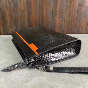 Authentic Crocodile Skin Businessmen Envelop Clutch Wristlets Purse Genuine