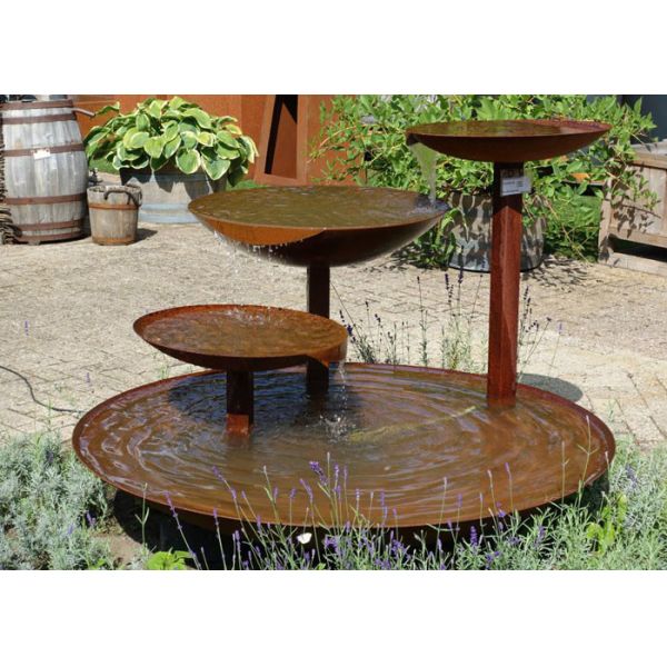 Buy Cascading Outdoor Waterfall Corten Steel Water Feature Fountain For Garden at wholesale prices